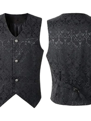 Sigbert | Herren Trachtenweste Jacquard Festweste – Schwarz