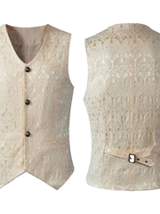 Sigbert | Herren Trachtenweste Jacquard Festweste – Weiß