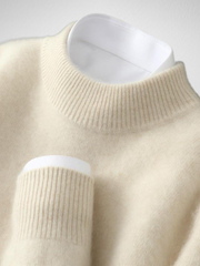 Siglinde | Damen Strickpullover Rundhals Pullover – Creme