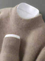 Siglinde | Damen Strickpullover Rundhals Pullover – Braun