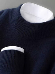 Siglinde | Damen Strickpullover Rundhals Pullover – Blau