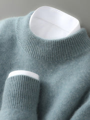 Siglinde | Damen Strickpullover Rundhals Pullover – Grün