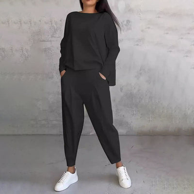 Ilse - eleganter zweiteiliger freizeitanzug für damen im unifarbenen design