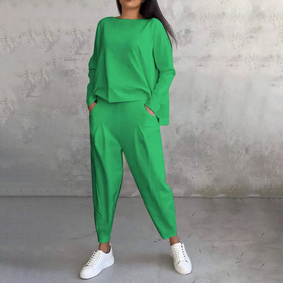 Ilse - eleganter zweiteiliger freizeitanzug für damen im unifarbenen design