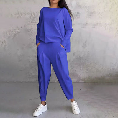 Ilse - eleganter zweiteiliger freizeitanzug für damen im unifarbenen design