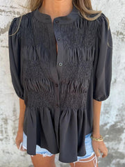 Lina | Hochwertige Ibiza Style Bluse Damen – Schwarz