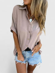 Helene | Damen Lockeres Kurzarmbluse – Taupe