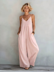 Amarrie | Rückenfreier Damen-Jumpsuit mit feinen Trägern – Rosa
