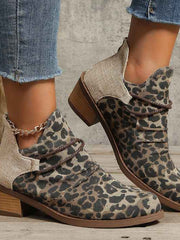 Stiefelette mit Blockabsatz – Leopardenmuster