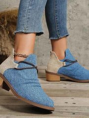 Stiefelette mit Blockabsatz – Denim