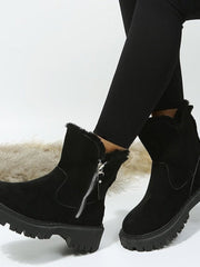 Amelie | Stiefeletten Damen Gefütterte Wildleder-Ankle-Boots Reißverschluss – Schwarz