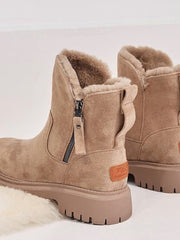 Amelie | Stiefeletten Damen Gefütterte Wildleder-Ankle-Boots Reißverschluss – Aprikose