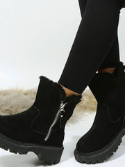 Emilia | Stiefeletten Damen gefütterte Wildleder-Winterstiefel mit Reißverschluss – Schwarz
