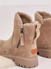 Emilia | Stiefeletten Damen gefütterte Wildleder-Winterstiefel mit Reißverschluss – Aprikose
