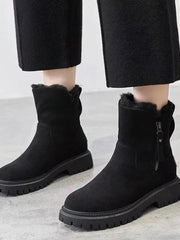 Marlene | Stiefeletten Damen Gefütterte Winterstiefel mit Reißverschluss Plateau – Schwarz