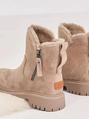 Marlene | Stiefeletten Damen Gefütterte Winterstiefel mit Reißverschluss Plateau – Aprikose