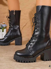 Stiefel Damen Reißverschluss – Schwarz