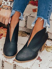 Marlene | Stiefeletten Damen Spitzer Zehenbereich Blockabsatz Ankle Boots – Schwarz