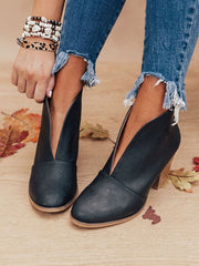 Nora | Stiefeletten Damen Spitzer Zehenbereich Blockabsatz Ankle Boots – Schwarz