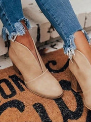 Marlene | Stiefeletten Damen Spitzer Zehenbereich Blockabsatz Ankle Boots – Khaki