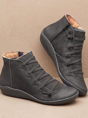 Johanna | Stiefeletten Damen Wasserdichte Schnürstiefeletten mit Reißverschluss – Grau