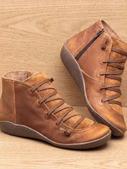 Johanna | Stiefeletten Damen Wasserdichte Schnürstiefeletten mit Reißverschluss – Rostbraun
