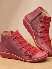 Johanna | Stiefeletten Damen Wasserdichte Schnürstiefeletten mit Reißverschluss – Rot
