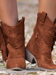 Stiefeletten mit Quasten – Grau