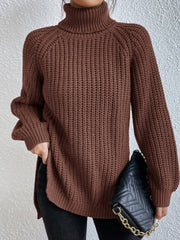 Amelie | Strickpullover Damen Oversize Rollkragen Grobstrick Pullover – Bernstein