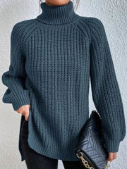Amelie | Strickpullover Damen Oversize Rollkragen Grobstrick Pullover – Ozeanblau