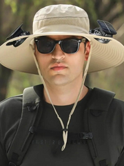 Sonnenenergie-Hut mit Ventilator und UV-Schutz – Khaki