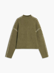 Thordea | Damen Oversize Strickpullover Schwarz – Grün
