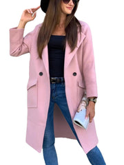 Mia | Trenchcoat Damen Eleganter Doppelreihiger Mantel mit Reverskragen – Rosa