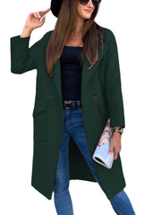 Mia | Trenchcoat Damen Eleganter Doppelreihiger Mantel mit Reverskragen – Schwarzgrün