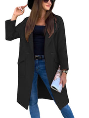 Mia | Trenchcoat Damen Eleganter Doppelreihiger Mantel mit Reverskragen – Schwarz