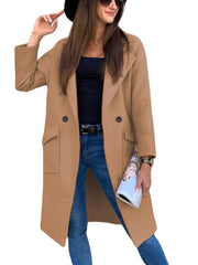 Mia | Trenchcoat Damen Eleganter Doppelreihiger Mantel mit Reverskragen – Khaki