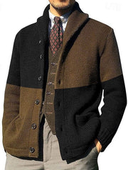 Ulfbert | Herren Strickjacke Colour-Block Cardigan – Schwarz