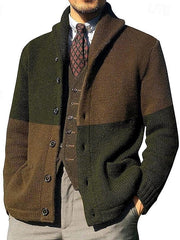 Ulfbert | Herren Strickjacke Colour-Block Cardigan – Militärgrün