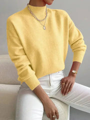 Valdborg | Damen Strickpullover mit Stehkragen – Gelb