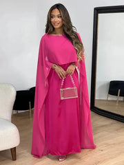Valentina | Damen Cape Maxikleid Hochzeitsgast – Rosa