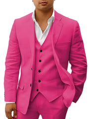 Valerian | Herren Dreiteiler Anzug mit Weste – Rosa-rot