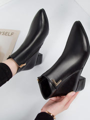 Drune | Stiefeletten - Wildleder-ähnliches Material - Spitzes Ende - Blockabsatz - Reißverschluss – Schwarz 2