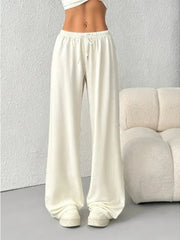 Veldrun | Damen Jogginghose Weites Bein Sweatpants – Weiß