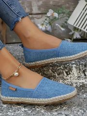 Vellara | Damen Espadrilles Flache Schlupfschuhe – Hellblau