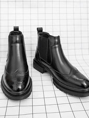 Volkhard | Herren Chelsea Boots Brogue Stiefelette – Schwarz