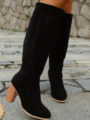 Vreneli | Damen Kniehohe Stiefel Weite Wade – Schwarz