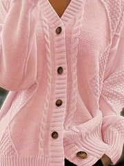 Walbeke | Damen Strickjacke Zopfmuster Cardigan – Rosa