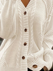 Walbeke | Damen Strickjacke Zopfmuster Cardigan – Aprikose