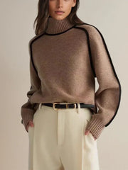Walpurga | Damen Rollkragenpullover Strickpullover – Braun