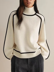 Walpurga | Damen Rollkragenpullover Strickpullover – Weiß